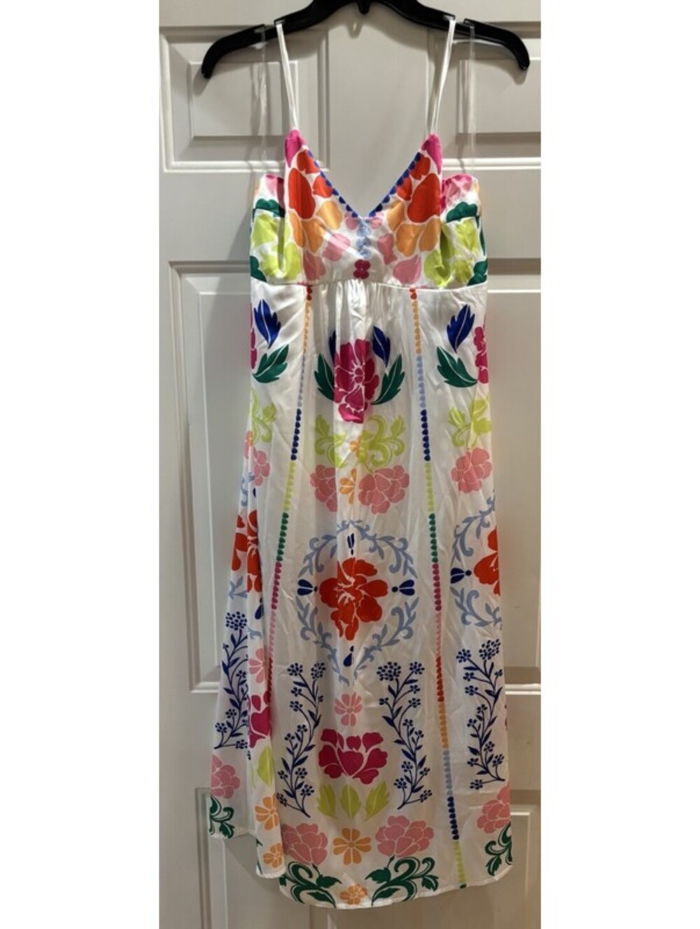 Emily Wonder Midi Dress Plus Size Medium White Multi Floral Lined Adjustable